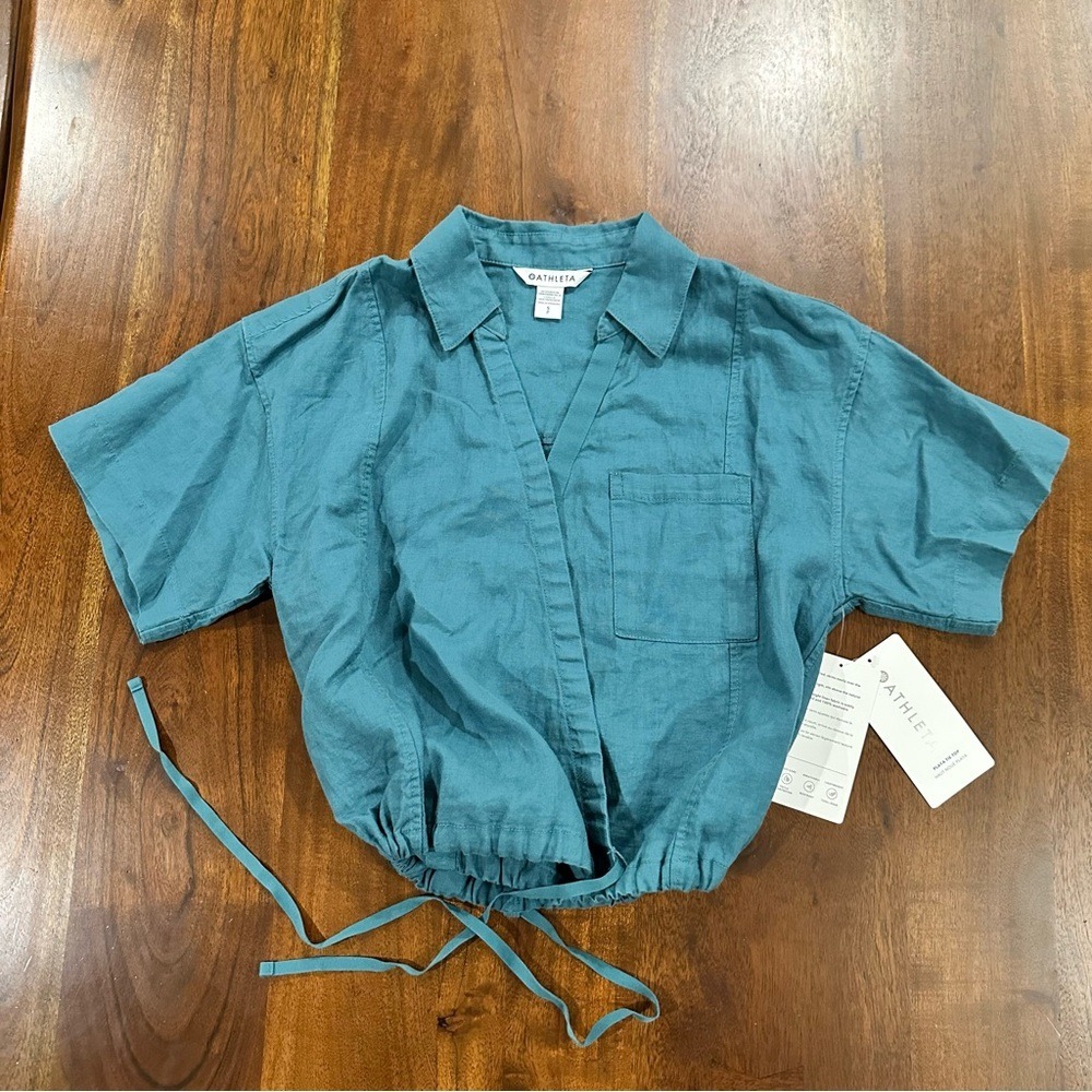 New! Athleta Playa 100% Linen Tie Top Size Small